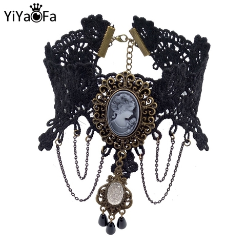 YiYaoFa-Collar de joyería gótica para mujer, gargantilla de Encaje Vintage y colgante, accesorios de Collar falso, Collar llamativo, GN-22 ► Foto 1/6