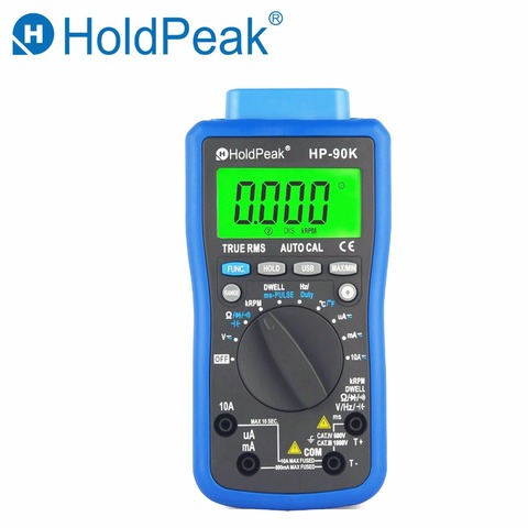 HoldPeak-Analizador de motor HP-90K, multímetro Digital automotriz de rango automático, herramienta de diagnóstico de coche con salida de datos por USB ► Foto 1/6