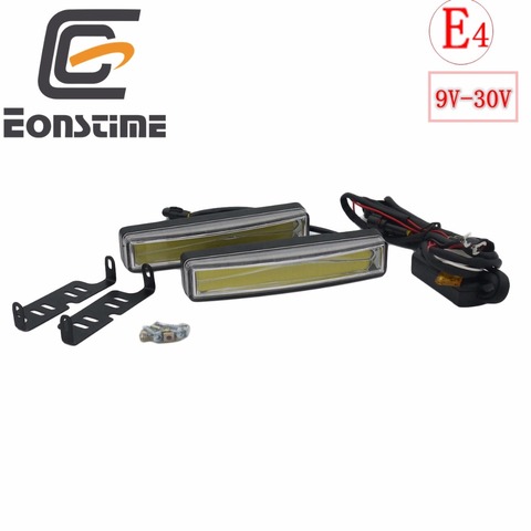 Eonstime-luz de circulación diurna para vehículos, lámpara LED COB de 15cm, soporte de instalación DRL, función de apagado de 12V/24V, E4, 2 uds. ► Foto 1/6