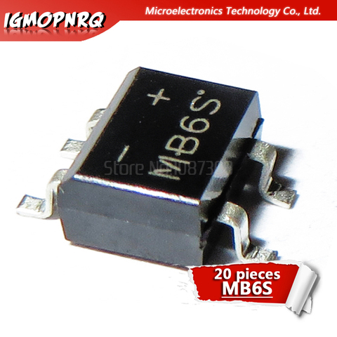 20 piezas MB6S SOP-4 0.5A 600V puente rectificador de diodos de una sola fase nuevo original ► Foto 1/1