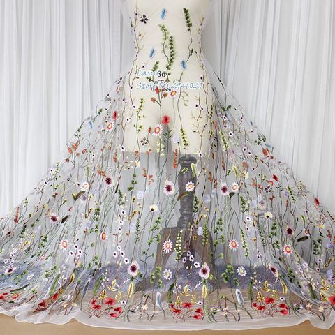 Vestido de novia con cifrado de flores y plantas, bordado de encaje suave, bricolaje, buena calidad, X0004, gran oferta ► Foto 1/3