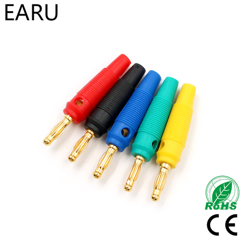 Tapones de 4mm para altavoz Musical, conector de Cable de cobre puro chapado en oro, conectores enchufe Banana, rojo, negro, azul, verde y amarillo, novedad, 4 Uds. ► Foto 1/6