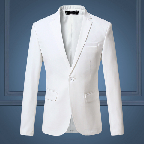 Traje informal de negocios para hombre, chaqueta ajustada de Color blanco, de marca de gran tamaño, de alta calidad ► Foto 1/6