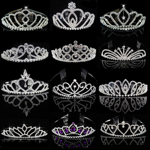 La Princesa cristal corona diadema nupcial accesorios para el cabello para las mujeres las niñas cumpleaños Tiara de joyería para el pelo de novia tocado de la cabeza pieza ► Foto 1/6