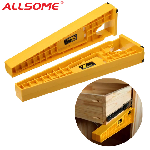 ALLSOME-Juego de 2 uds. De plantillas deslizantes para cajones, juego de herramientas de montaje para cajones, extensión de muebles, Alacena, guía de instalación, herramientas para carpintería ► Foto 1/6