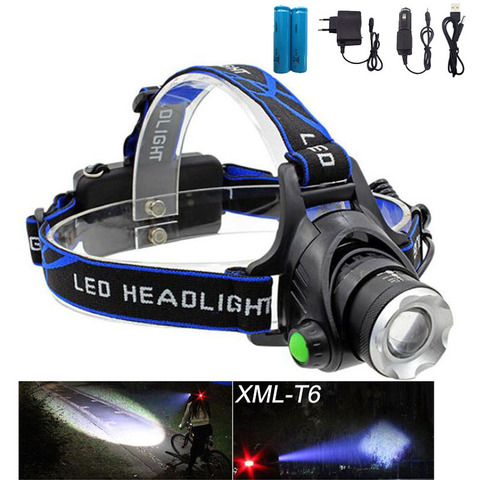 Linterna para cabeza LED recargable XML T6 Zoom + batería 18650, linterna, lámpara de pesca nocturna frontale ► Foto 1/6