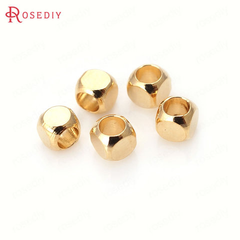 Cuentas espaciadoras cuadradas de latón chapadas en Color dorado y champán, accesorios de joyería Diy de alta calidad, 3x2,5 MM, 24K, 20 Uds. ► Foto 1/4