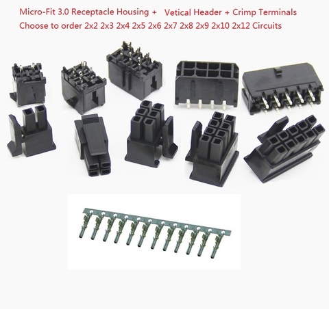 Juego de conectores de doble fila para dispositivos electrónicos, kit de conectores de doble fila de 2, 4, 6, 8, 10, 12, 14, 16, 18, 20 y 24 circuitos, con cabezal Vertical PCB y Terminal de engarce, de 3,0mm, 10 juegos ► Foto 1/1