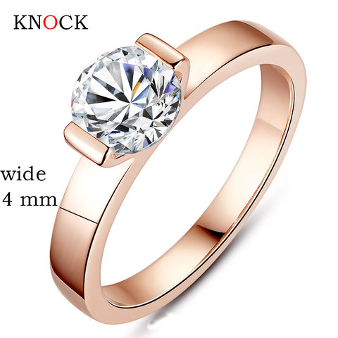 A de circón de calidad anillos de compromiso para las mujeres de color oro rosa anillos de boda para mujer cristales top joyería de calidad ► Foto 1/5