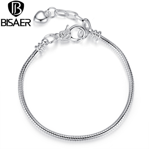 Pulsera con cadena y corazón Chapado en plata, ajustable, dijes de cuentas, 18,5-21CM, WEU9002 ► Foto 1/3