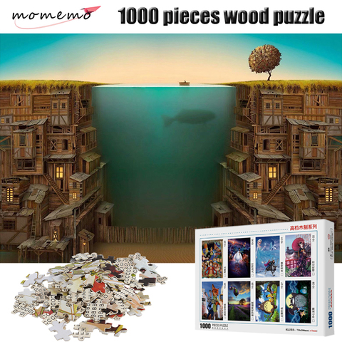 MOMEMO pesca 1000 piezas de Puzzle de madera de 2mm de grueso rompecabezas educativo juguetes niños adultos Puzles de montaje juguetes regalos ► Foto 1/6