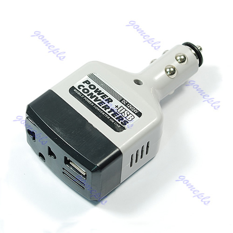 Adaptador convertidor de corriente para coche 12V/ 24V DC- AC 220V + USB ► Foto 1/3