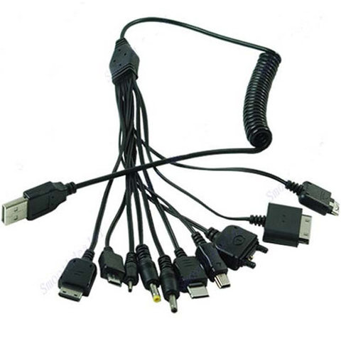 Cable cargador USB Universal 10 en 1 para teléfono, iPhone, iPod, Samsung, Nokia, Y550, MP3, DVD, PSP ► Foto 1/1