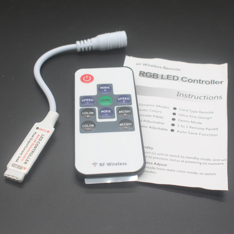Mini DC12V Controlador Led Dimmer 12A inalámbrico RF remoto para controlar una tira de Color iluminación 3528 5050 tira de led ► Foto 1/2