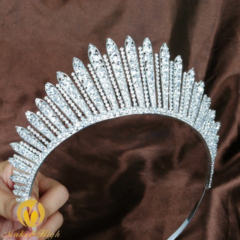 Increíble señorita belleza corona de la Tiara del desfile claro cristales novias accesorio para el cabello con diadema boda paseo nupcial fiesta de disfraces 318g ► Foto 1/6