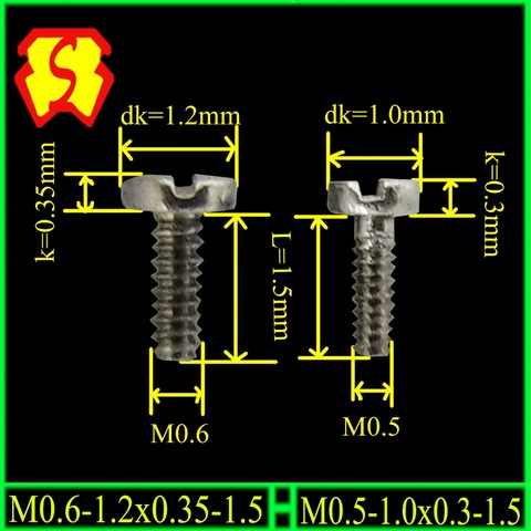 Tornillo de acero inoxidable para reloj, Perno plano para movimiento, M0.5, M0.6, M0.7, M0.8, M0.9 ► Foto 1/6