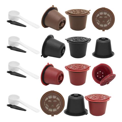 Filtros de cápsulas de café reutilizables rellenables, 3 uds., para máquina de café Nespresso con cepillo, cucharillas accesorios de cocina ► Foto 1/6