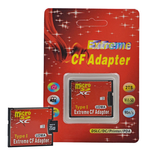 CHIPAL de alta velocidad Micro SD TF a CF adaptador MicroSD MicroSDHC MicroSDXC a tarjeta de memoria compacta tipo I con paquete al por menor ► Foto 1/6