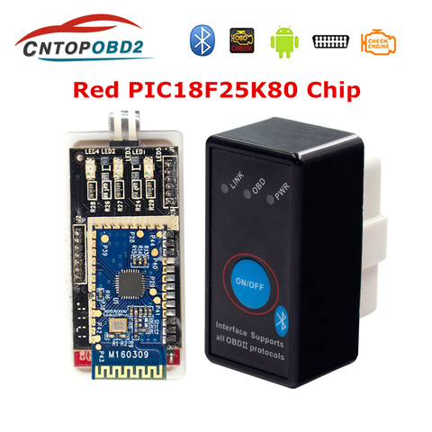 ELM327 V1.5 rojo PIC18F25K80 Chip Bluetooth OBD2 J1850 elm327 v1.5 con interruptor de encendido OBDII ELM 327 herramienta de diagnóstico escáner ► Foto 1/6