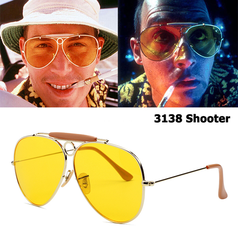 JackJad nueva moda 3138 SHOOTER Estilo Vintage aviación gafas De Sol círculo De Metal marca gafas De Sol Oculos De Sol con capucha ► Foto 1/6