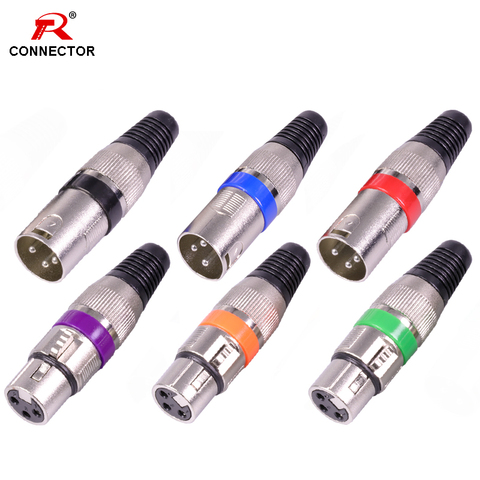 1pc conector XLR 3pin micrófono XLR macho papá Jack hembra XLR mamá Adaptador 7 colores disponibles ► Foto 1/6