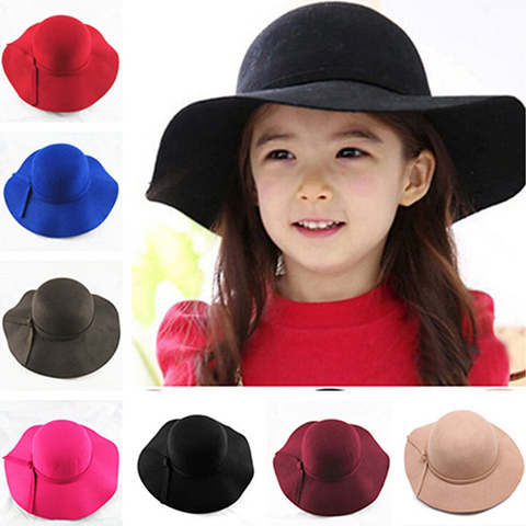 Gorro Retro Vintage para niños, gorro para bebé y niñas, Fedora, Fieltro de Poliéster, de ala ancha, flexible, gorra de playa para sol, novedad de 2017 ► Foto 1/6