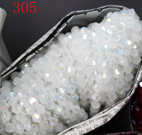 Cuentas de cristal de Austria para fabricación de joyas, espaciador suelto, sin hialino, Color blanco AB, 100 Uds., bicono de 4mm ► Foto 1/4