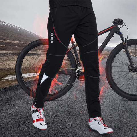 Pantalones reflectantes térmicos para ciclismo de bicicleta de hombre de Santic pantalones de invierno para deportes al aire libre de ciclismo de montaña ► Foto 1/6