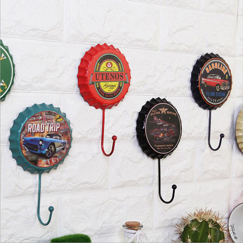 Gancho de hierro Vintage para botella de vino, decoración artesanal de pared para el hogar, gancho creativo para cerveza, 10x16x1,5 CM ► Foto 1/6