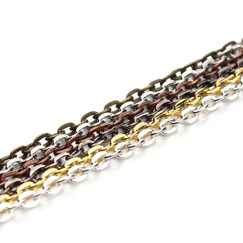 Rolo-cadenas de eslabones de Color bronce/dorado/plateado/Negro/cobre/rodio para manualidades, 10 metros/lote, F712 ► Foto 1/6