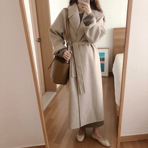 Las mujeres de invierno coreano largo abrigo Outwear abrigo suelta más tamaño, chaquetas de manga larga abrigo mujer Hiver elegante ► Foto 1/5