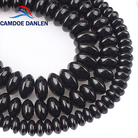 Natural de ágata negro con espaciador de cuentas de Abacus de suelta perlas pulseras collar accesorios de fabricación de la joyería 6 8mm 10mm 12mm ► Foto 1/5
