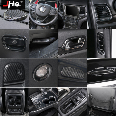 JHO ABS de fibra de carbono de grano recorte cubierta para 2014-2022 Jeep Grand Cherokee 2015 2016 17 de la manija de la puerta del coche rueda de accesorios ► Foto 1/6