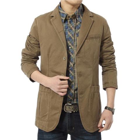 Chaqueta Blazer hombres chaquetas Casual de algodón Parka slim de los hombres chaquetas ejército verde caqui de gran tamaño M-XXXL 4XL al aire libre prendas de abrigo ► Foto 1/6