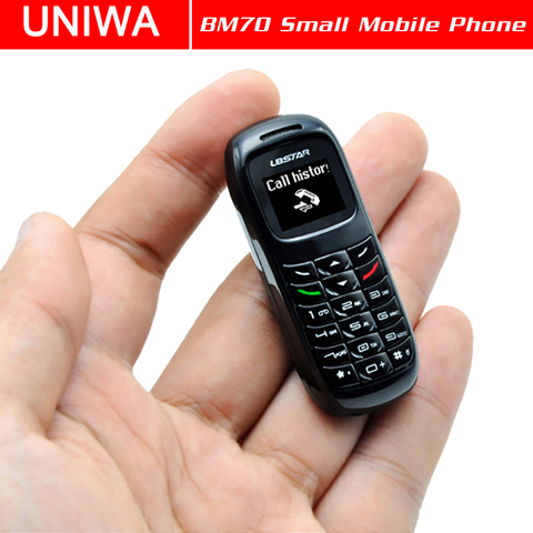 UNIWA L8STAR BM70 Mini teléfono móvil Bluetooth inalámbrico auricular celular estéreo GSM teléfono desbloqueado súper Delgado GSM pequeño teléfono ► Foto 1/6
