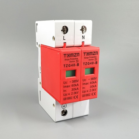 Protector contra sobretensiones doméstico AC SPD 1P + N 30KA ~ 60KA D ~ 385V, dispositivo de descarga de tensión ► Foto 1/6
