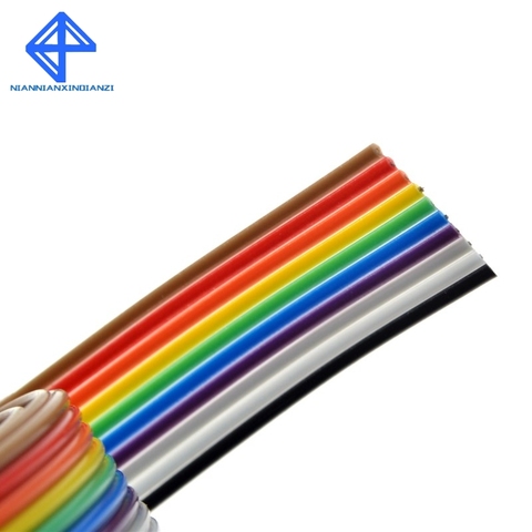 2017 tiempo limitado Rushed 1 metro 1,27mm espaciamiento Pitch10 manera 10 P Cable de cinta plana de Color del arco iris cableado cable para Pcb Diy 10 Pin ► Foto 1/5