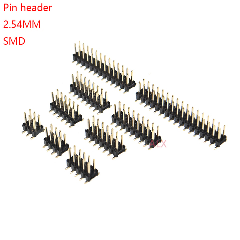 10 Uds SMD SMT 2*2/3/4/5/6/7/8/9/10/12/16/20/40/ PIN doble fila hombre PIN HEADER 2,54 MM conector de tira de paso, 2X/6/8/10/20 ► Foto 1/3