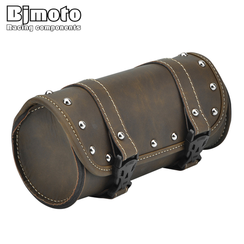 BJMOTO Vintage negro marrón de la motocicleta bolsas de cuero de la PU de motocicleta lado herramienta de la cola bolsa de equipaje para Harley Universal ► Foto 1/6