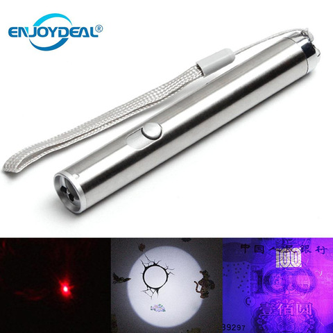 Enjoydeal-minilinterna LED portátil multifunción, resistente al agua, potente, de aleación de aluminio, con láser UV y rojo, iluminación ► Foto 1/1