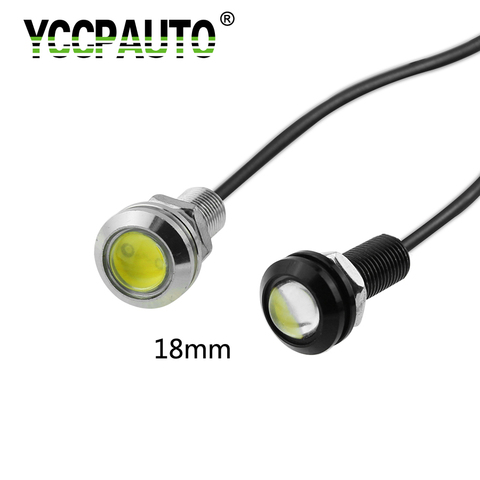 YCCPAUTO-luces de circulación diurna DRL de Led tipo ojo de águila para coche, lámparas de señal de fuente, impermeable, Bombilla antiniebla de carcasa plateada/negra, 18MM, 1 Uds. ► Foto 1/6