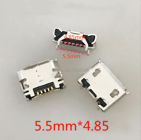 100 piezas Micro USB 5pin Jack buey cuerno 5,5*4,85mm Mini conector usb DIP4 para teléfono móvil 8600 carga de cola hembra ► Foto 1/3