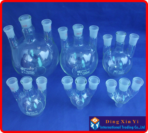 Termo de fondo redondo con tres cuellos para laboratorio, botella de vidrio de 50/100/250/500/1000ml/2000ml, 24/29 ► Foto 1/6