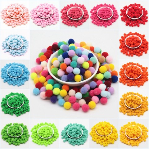 Pompones de colores variados de 10mm para niños, bola suave y redonda artesanal y mullido, juguete artesanal para guardería, suministros de decoración, 100 Uds. ► Foto 1/6