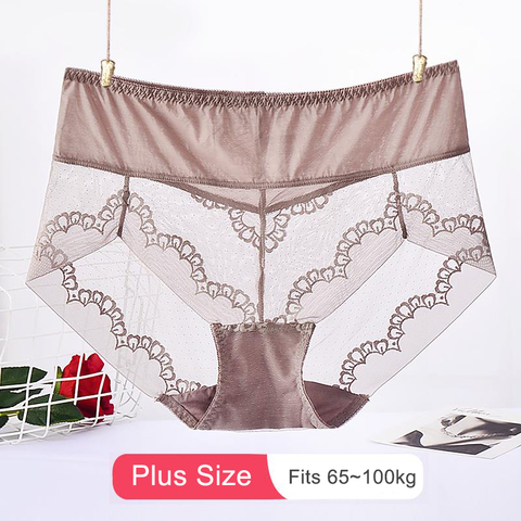 Bragas transparentes ultrafinas de verano para mujer, bragas sexys sin marcas de malla de talla grande Hipster, ropa interior femenina de talla grande 4xL ► Foto 1/6