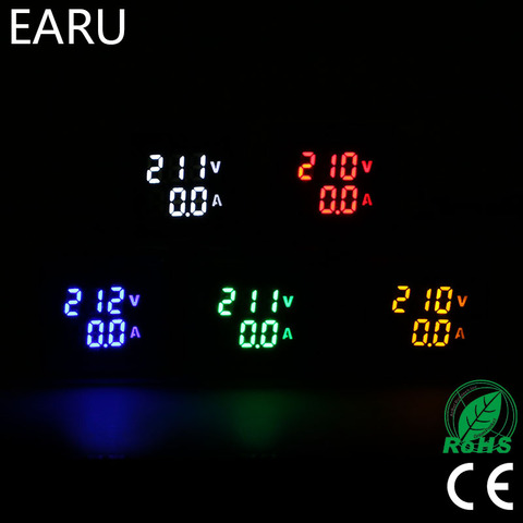 Mini Digital amperímetro del voltímetro de 22mm cuadrado AC 20-500V 0-100A Amp voltios de tensión probador del metro de doble LED piloto indicador de luz de la lámpara ► Foto 1/1