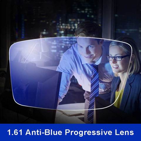 Anti-Blue ray Lens 1.61 forma libre progresivo prescripción lente óptica Gafas más allá lente UV para Ojos protección ► Foto 1/4