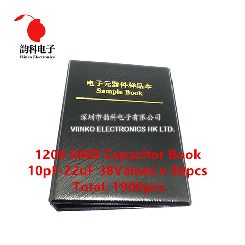 Kit surtido de libros de muestra de condensador de Chip SMT 1206 SMD, 38valuesx50 Uds = 1900 Uds. (10pF a 22uF) ► Foto 1/1