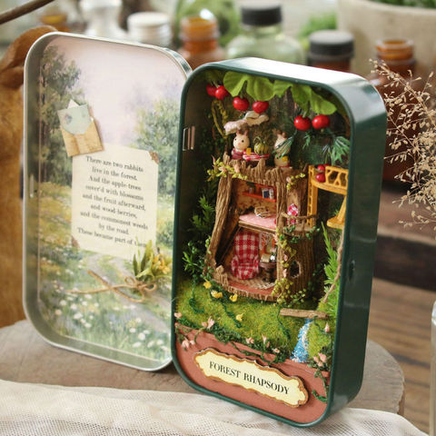 Casa de muñecas en miniatura, puzle de madera, muebles de miniaturas, caja de regalo para cumpleaños, teatro, triología, Q001 ► Foto 1/4