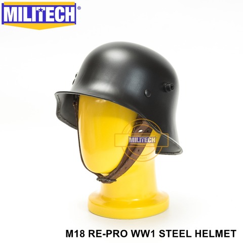 MILITECH-casco de seguridad de la Gran Guerra Mundial, casco negro alemán M18, alemán Repro ► Foto 1/6